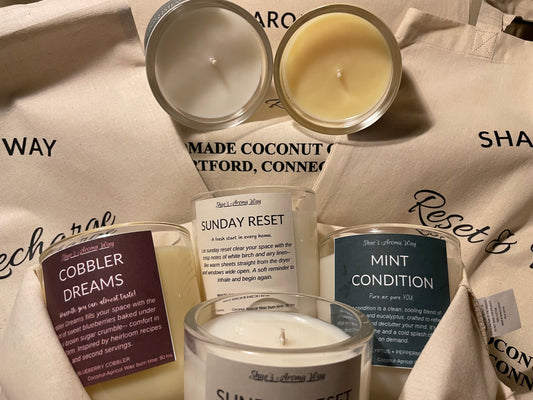Signature Candle Bundle (Set of 5) – Premium Coconut Wax Candles + SAW Tote