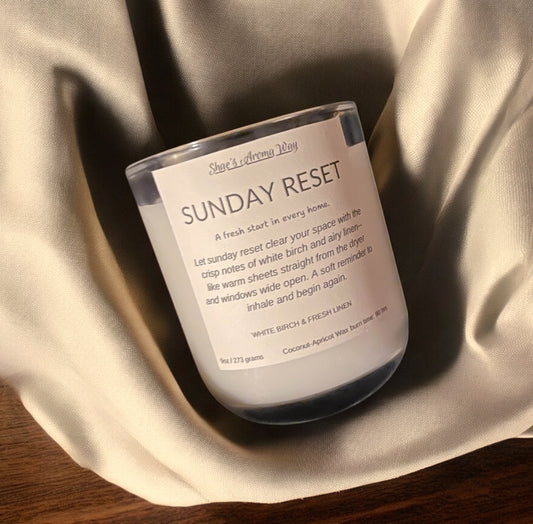 Sunday Reset – White Birch & Fresh Linen Scented Coconut Wax Candle (9oz)